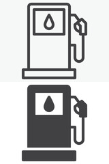 Gas station pump vector icon set in line and solid style