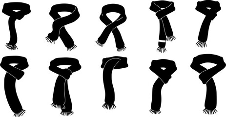 Scarf silhouette, scarf muffler cloth icon
