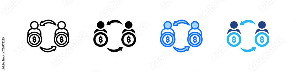 Poster asset transfer icon set multiple style collection