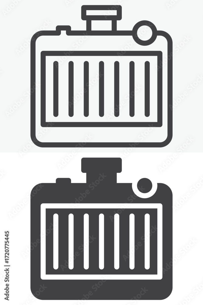 Poster car radiator cooling vector icon set in line and solid style