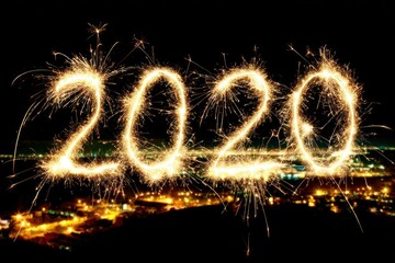 Sparklers spell out 2020
