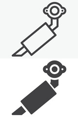 Car exhaust pipe vector icon set in line and solid style