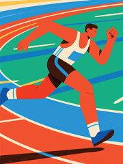 Marathon Runner Sport Illustrator Artwork Design Template Poster