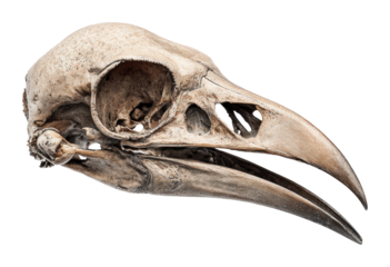Exquisite bird skull display museum natural history isolated on transparent background