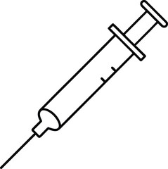 Vector art of a simple, clean line art illustration of a medical syringe, isolated on a, symbolizing healthcare, medicine, and vaccination