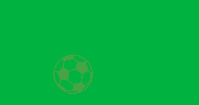 Green soccer ball floating on transparent background, showing pentagon hexagon design for sports