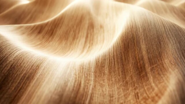 A wooden surface with a wave pattern. The wood is brown and has a grainy texture. close-up of natural wood texture