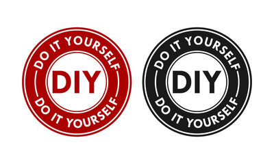 DIY-Do It Yourself vintage stamp logo. Vector illustration of a retro seal or badge icon for crafts, hobbies, and homemade projects. Isolated element for branding.
