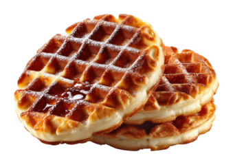 Delicious waffles with syrup kitchen food cozy isolated on transparent background