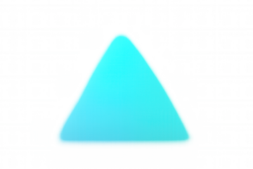 Glowing blue triangle shape emitting soft light, creating an abstract geometric design on a transparent background