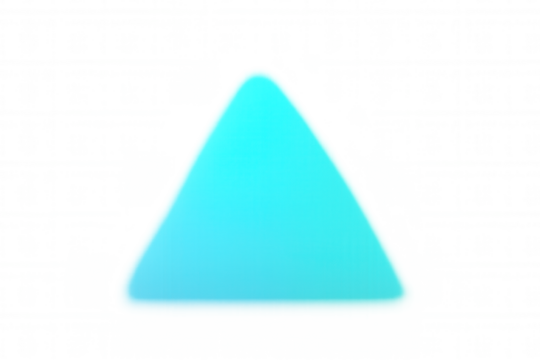 Glowing blue triangle shape emitting soft light, creating an abstract geometric design on a transparent background