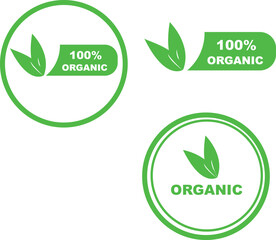 Set of 100% Organic and Natural Product Badges