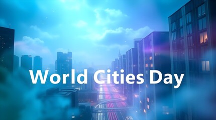Fototapeta premium World Cities Day background with skyscrapers in the backdrop. International cities day wallpaper design,