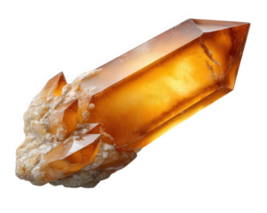 Orange crystal shard mineral gemstone rough texture transparent glowing natural isolated sharp edges vibrant color mystical energy photorealistic