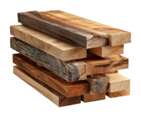 Wood stacking process workshop view isolated on transparent background