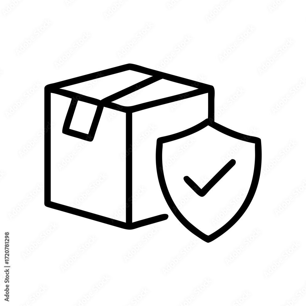 Poster protective box with shield symbol icon for web and graphic design