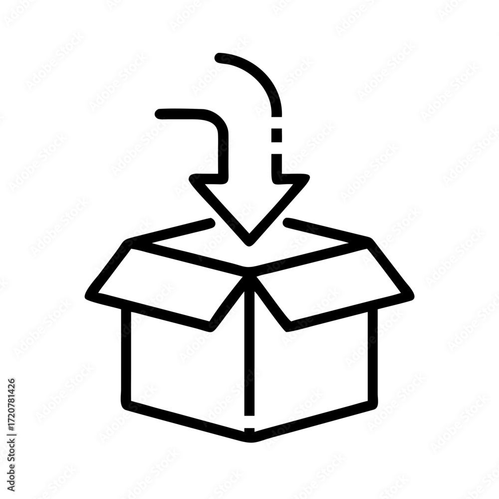 Aufkleber return box with arrow symbol icon for web and graphic design