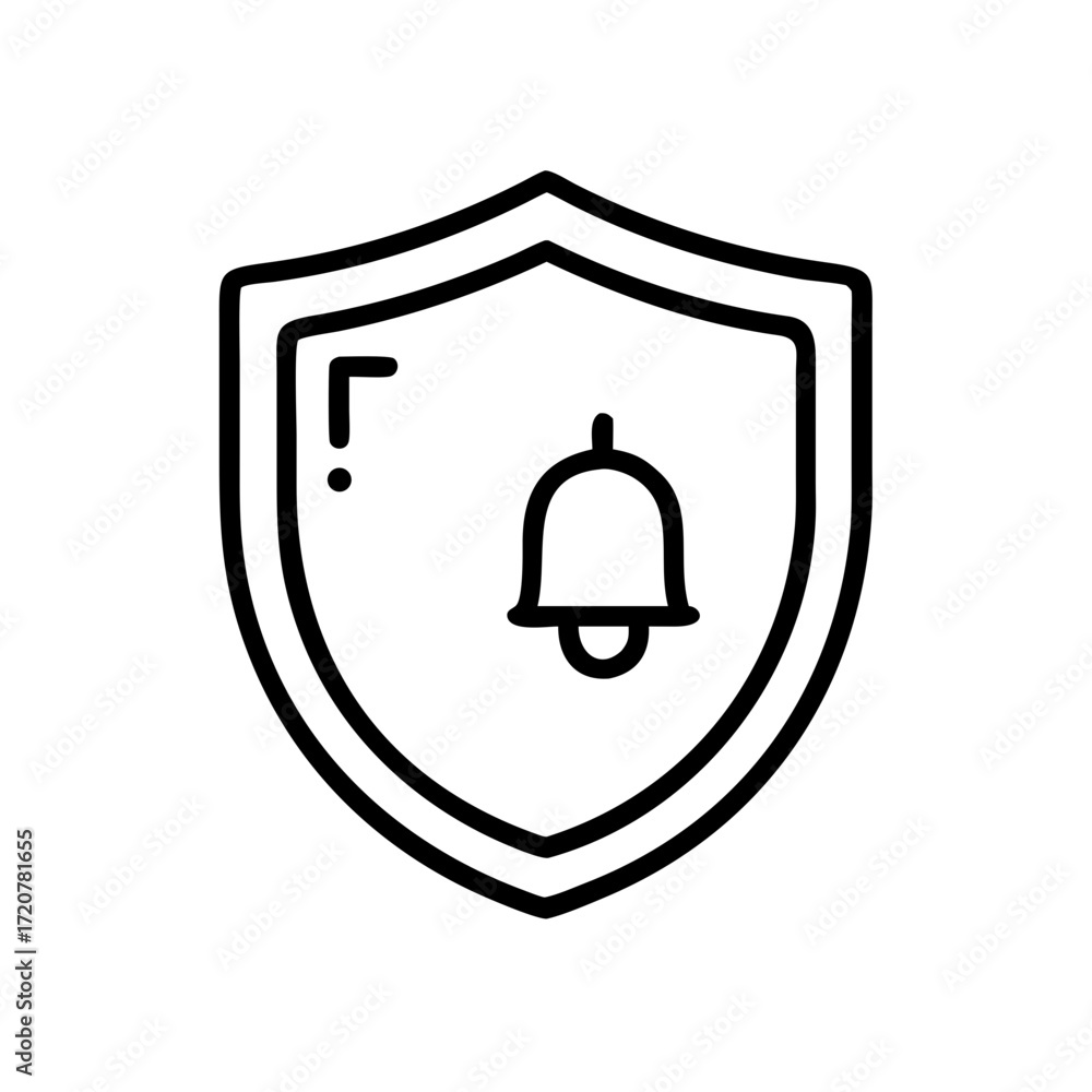 Poster shield security with notification alert symbol icon for web and graphic design