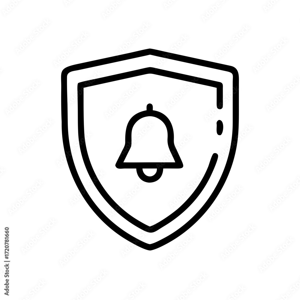 Poster shield security with notification alert symbol icon for web and graphic design
