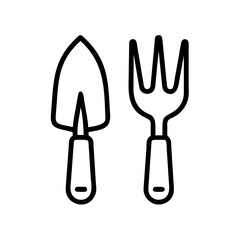 Small Trowel And Fork Set For Gardening Tools Icon For Web And Graphic Design