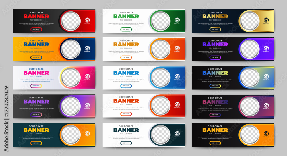 Poster set of horizontal banner templates with modern gradient colors. modern technology design, abstract b