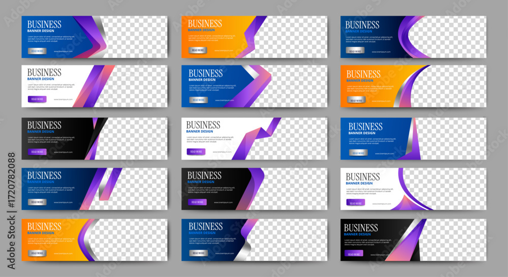 Poster big set of horizontal business banner templates. modern technology design, abstract background layou