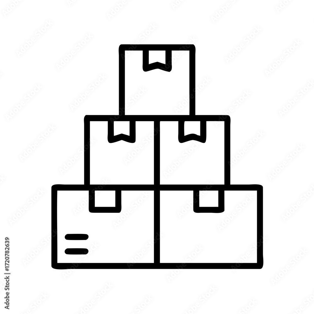 Poster stacked moving boxes with labels icon for web and graphic design
