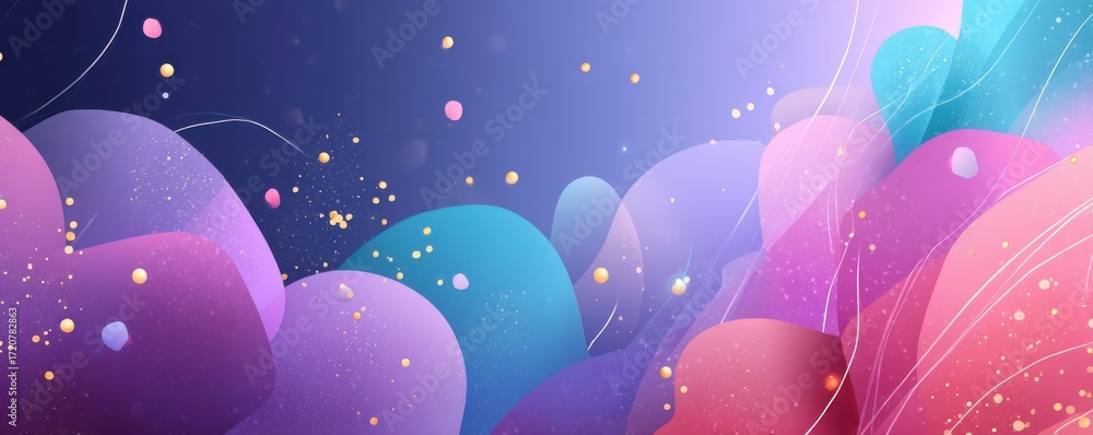 Poster abstract colorful dreamy gradient background with glimmering bubbles and lights