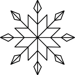 Obraz premium Vector art of a simple, stylized black and white snowflake graphic, isolated on a, representing winter, cold, and the beauty of natures geometric patterns
