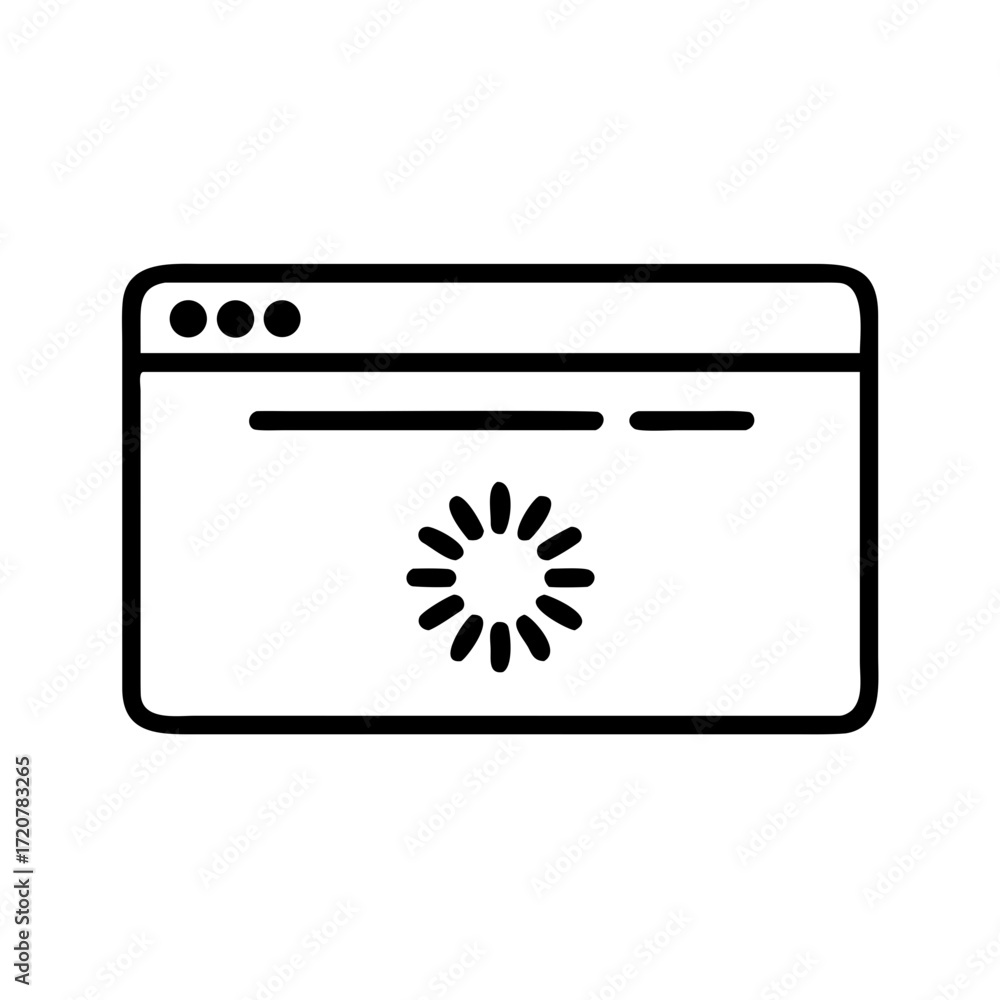 Aufkleber web browser interface with loading page icon for web and graphic design