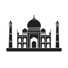 Adobe Stock Title: Black Silhouette of Taj Mahal - Minimalist Vector Illustration