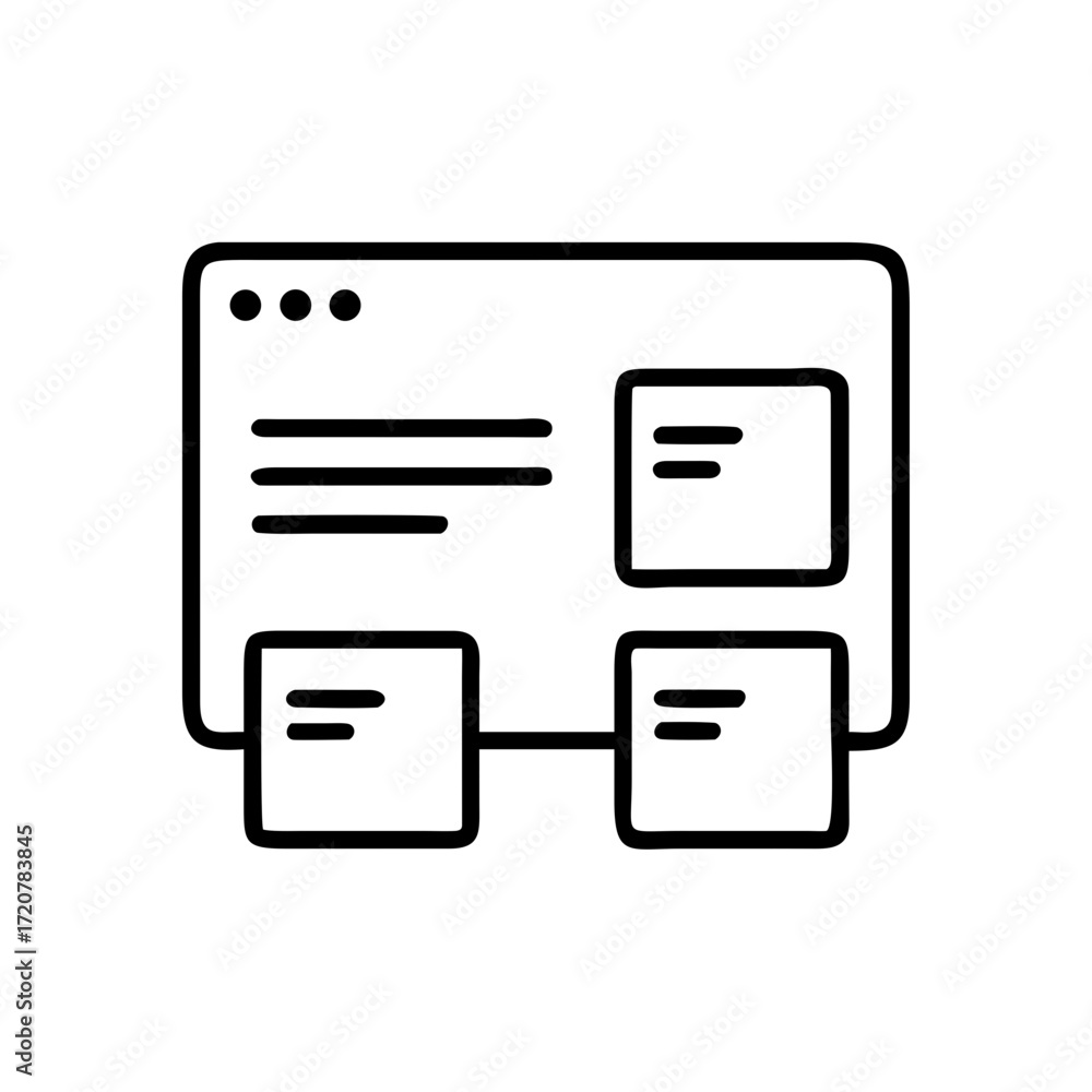 Poster website layout design with content boxes icon for web and graphic design