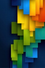 Abstract geometric design with vibrant blue, yellow, and green rectangles