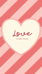 Striped heart shape background. Valentine's Day wallpaper and frame.