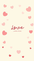 Pattern of scattered pink hearts. Sweet background for Valentine's Day and frame.
