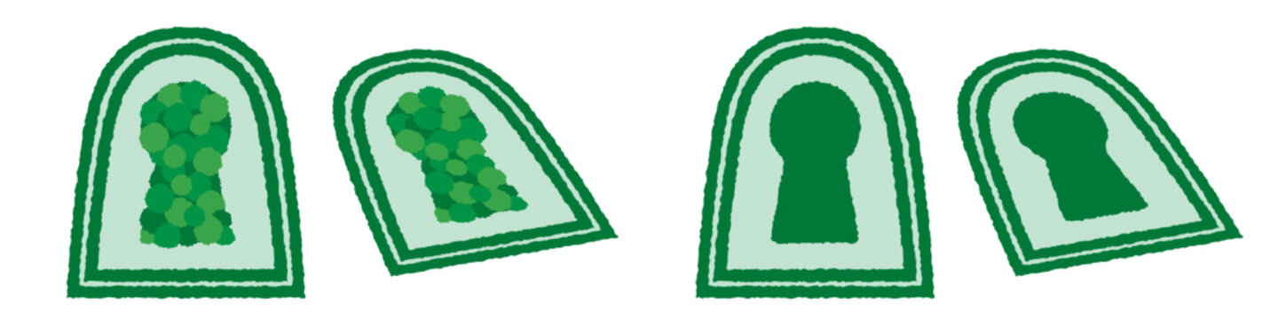 シンプルな前方後円墳のイラスト　日本の古墳時代の権力者のお墓のベクター素材