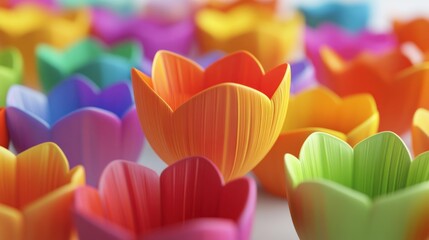 Vibrant tulip field displaying a spectrum of colours and sleek design