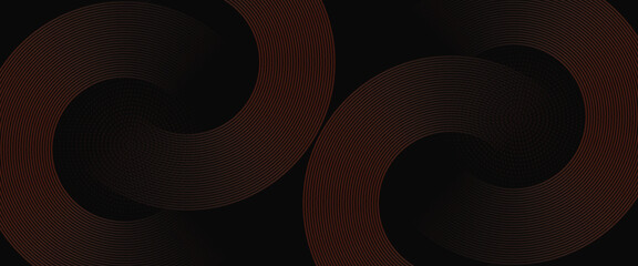 Abstract red geometric lines glowing on a black background. Modern shiny red circle line pattern. Futuristic technology concept.