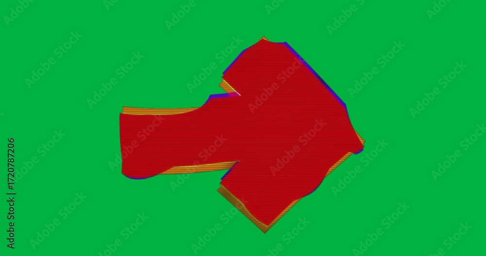Poster thick red arrow graphic pointing right on transparent background, showing retro scanline tech theme