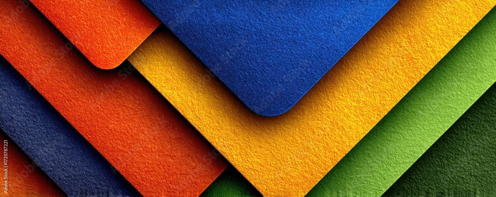 Poster Vibrant overlapping colorful textures creating a modern abstract geometric pattern