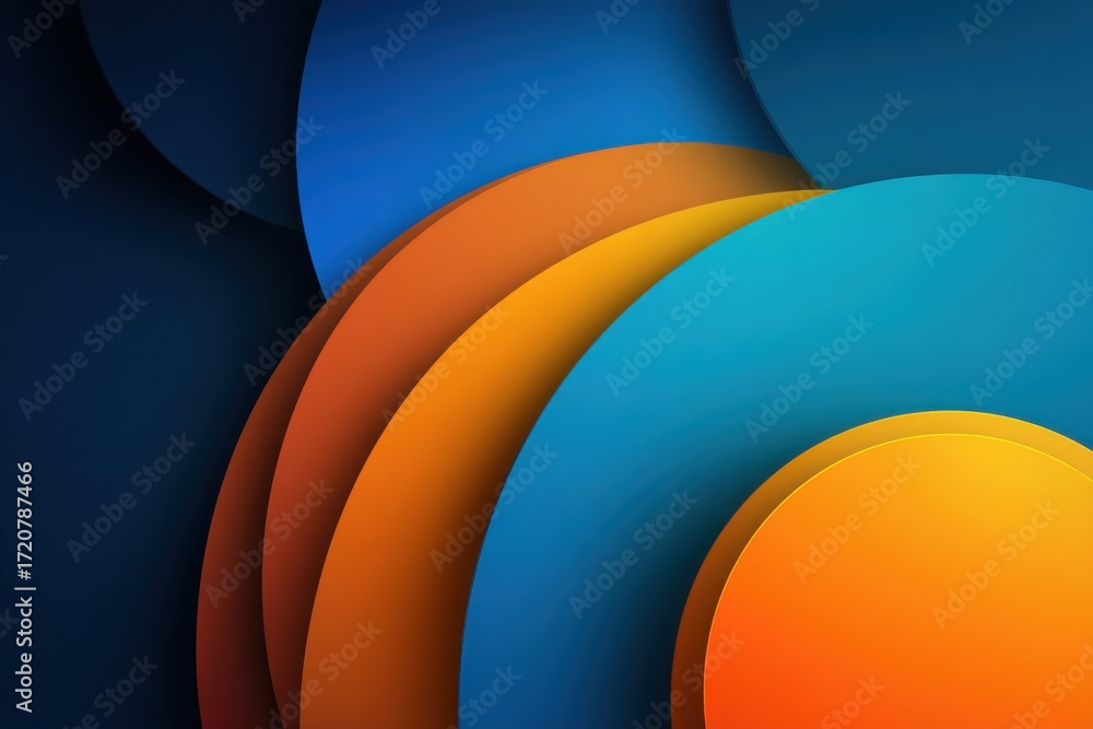 Poster abstract colored wave shapes in layers over a dark gradient background
