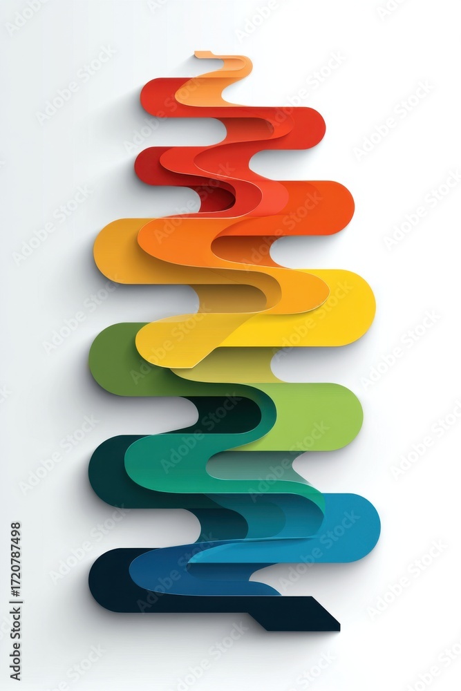 Poster abstract colorful layered curves design with gradient tones on white background