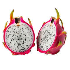 Halved Dragon Fruit, isolated on transparent background	

