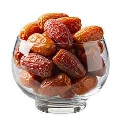 Dates in Glass Bowl, isolated on transparent background	
