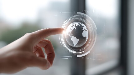 Futuristic Touch on Interactive Globe Display with Digital Interface