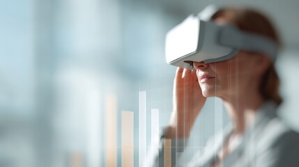 Young Woman Wearing VR Headset Engaged in Virtual Reality Experience