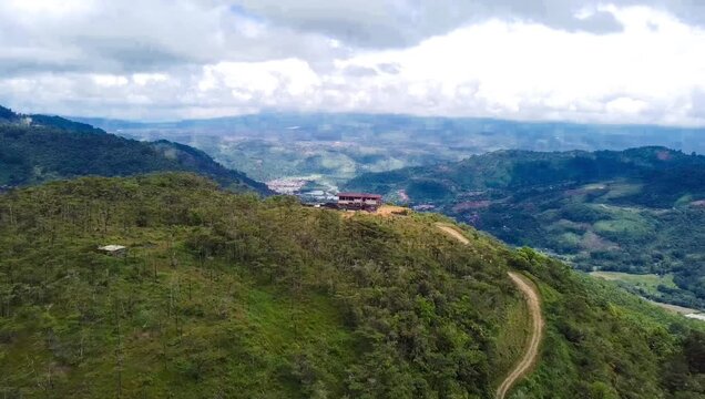 Abandoned Mountain Building with Scenic Forest Landscape