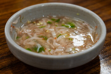 salted fermented shrimps, called saeujeot. a traditional Korean sauce