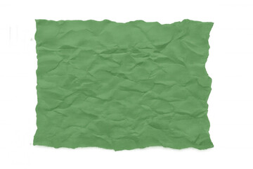 Obraz premium Green crumpled paper texture with rough torn edges, abstract wrinkled background with empty copy space