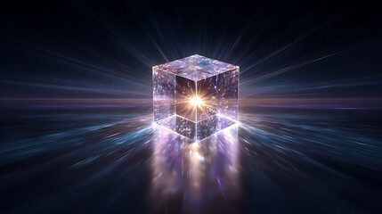 Business Financial Disclosures Abstract Glowing Transparent Cube Radiating Streams Of Light Symbolizing Openness Honesty And Accountability Futuristic Design